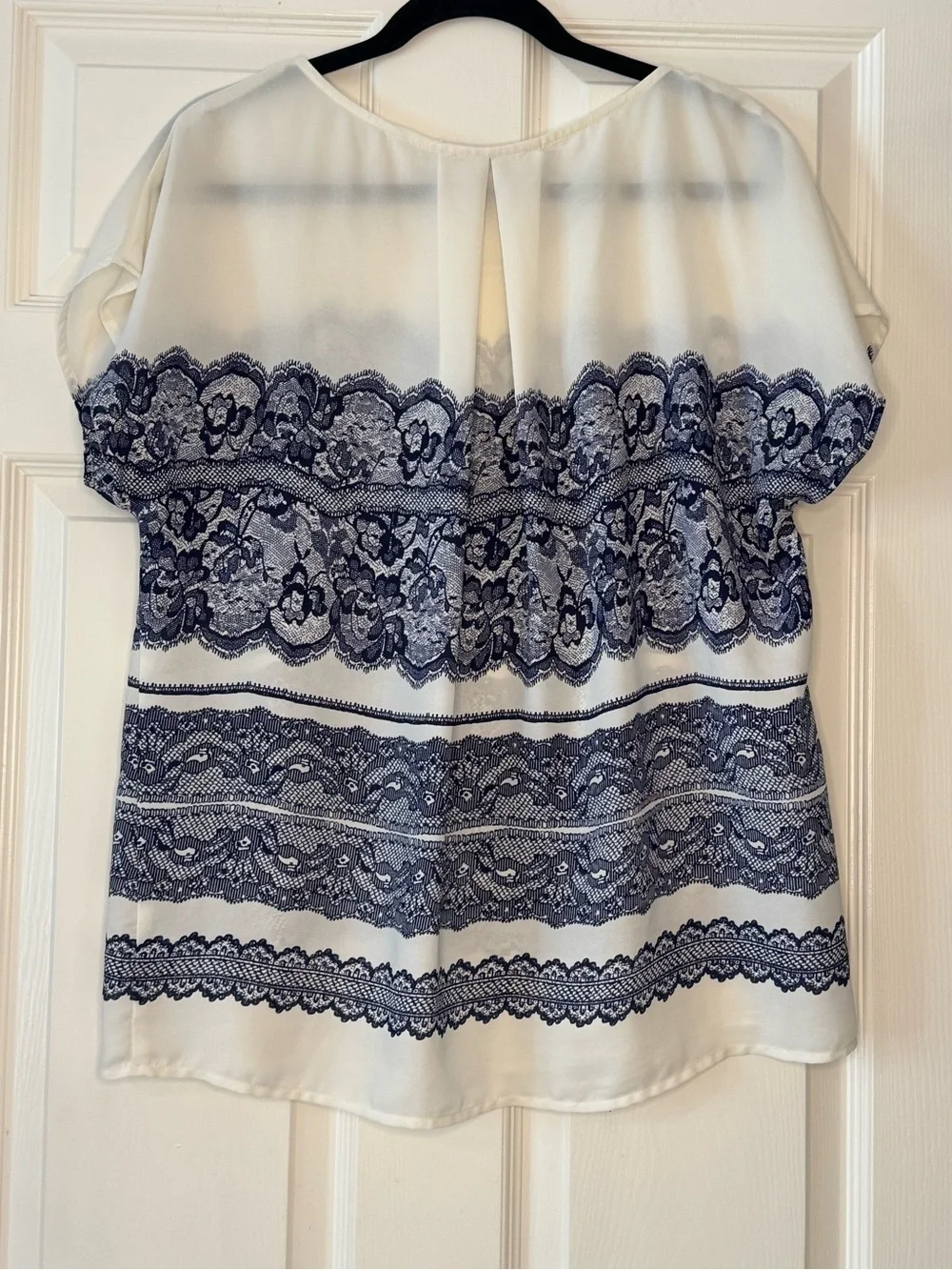 41 Hawthorn White Blouse with Blue Paisley Lace Print - Picture 4 of 4